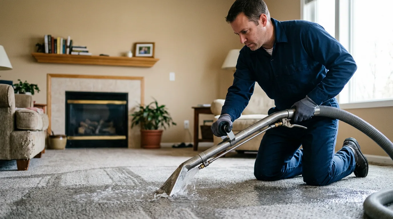 Water damage restoration technician working near Ashville, OH